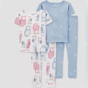 Carter's Blue and Pink Owl Pajama Set for Kids